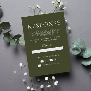 Cartons Réponse Simplicité Florale 1 Mariage Minimaliste Moderne V