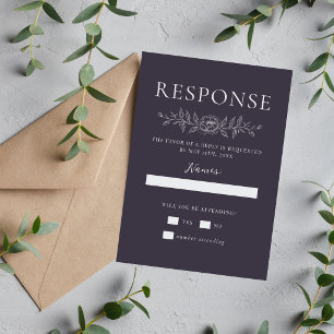 Cartons Réponse Simplicité Florale 1 Mariage Minimaliste Mûre