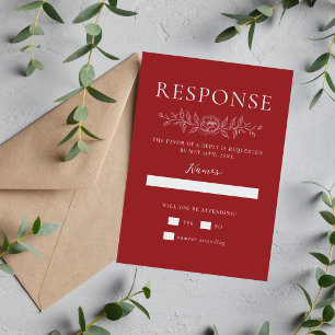 Cartons Réponse Simplicité Florale 1 Mariage Minimaliste Rouge Cra