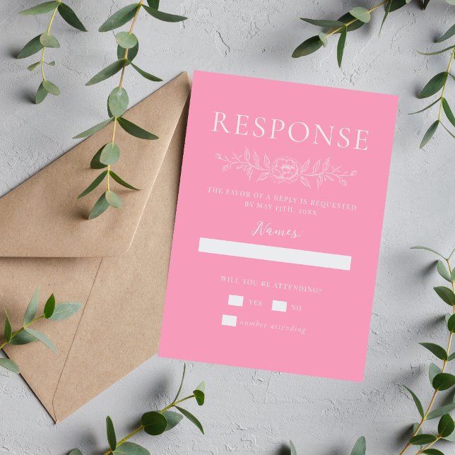 Cartons Réponse Simplicité Florale 1 Rose Ballet Mariage Minimalis (Créateur téléchargé)