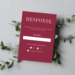 Cartons Réponse Simplicité Florale 2 Mariage Minimaliste Claret