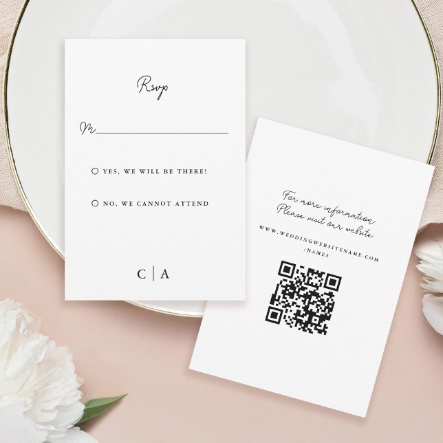 Cartons Réponse Simplicité | Monogramme Mariage minimal (Créateur téléchargé)