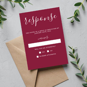 Cartons Réponse Simplicité réelle 1 Mariage minimaliste Claret