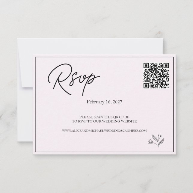 Cartons Réponse Site Mariage moderne | Code QR RSVP. (Devant)