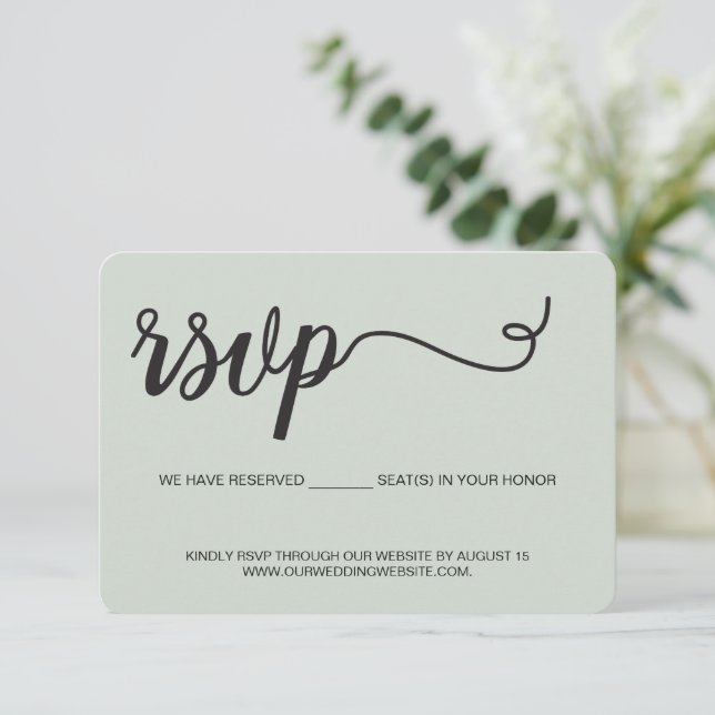 Cartons Réponse Site mariage Nous avons Réservé sièges verts (Debout devant)
