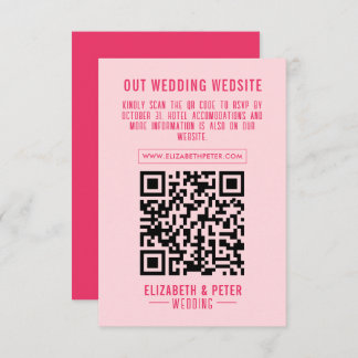 Cartons Réponse Site Mariage Retro Pink Qr Code