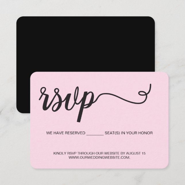 Cartons Réponse Site Mariage rose Sièges réservés pour vous (Devant / Derrière)