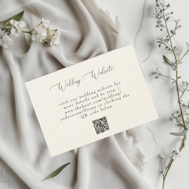 Cartons Réponse Site Web de Code QR de Mariage Simple Crème (Créateur téléchargé)