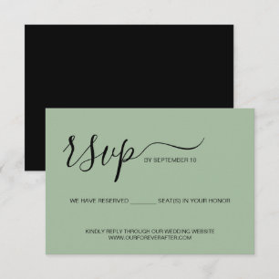 Cartons Réponse Site Web de mariage avec siège réservé vert sauge