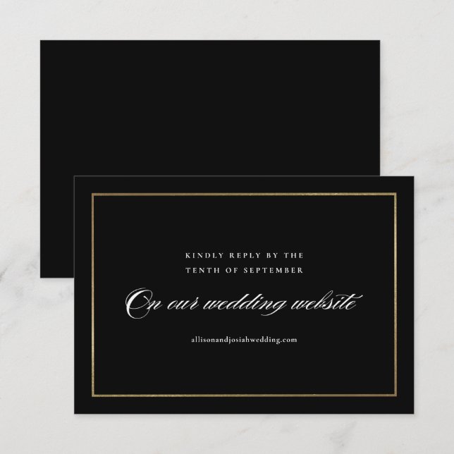 Cartons Réponse Site Web de Mariage Classique Élégant en Or (Devant / Derrière)