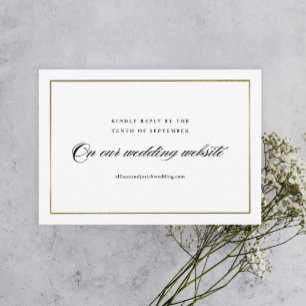 Cartons Réponse Site Web de Mariage Classique Élégant en Or