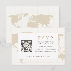 Cartons Réponse Site Web de Mariage Code QR Champagne Doré