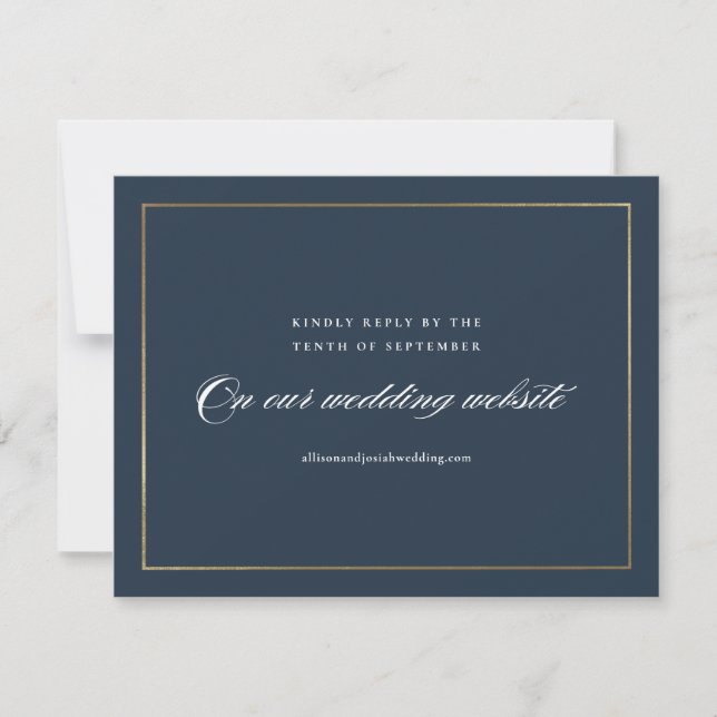 Cartons Réponse Site Web de Mariage Élégant Classique Or (Devant)