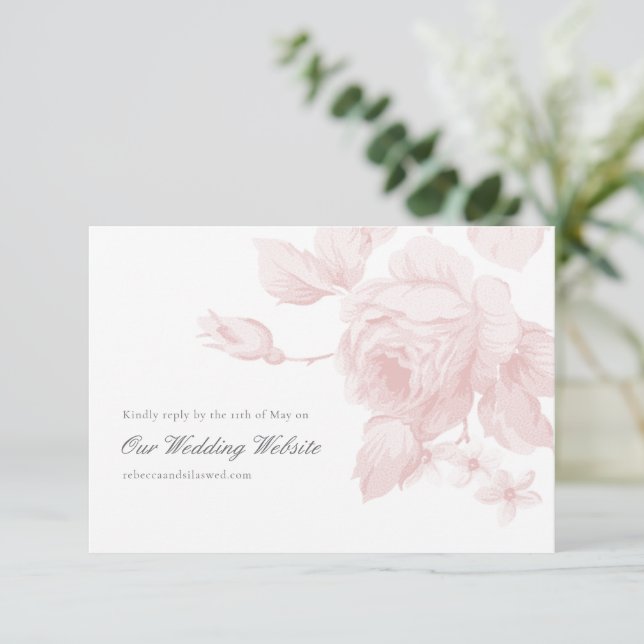 Cartons Réponse Site Web de Mariage Floral Botanique Élégant (Debout devant)
