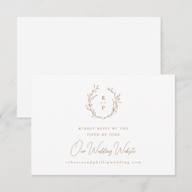 Cartons Réponse Site Web de Mariage Formel Élégant avec Monogramme (Devant / Derrière)