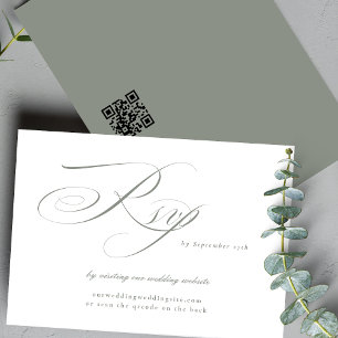 Cartons Réponse Site Web Mariage de calligraphie verte gris CODE Q