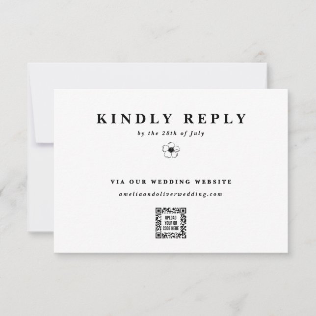 Cartons Réponse Site Web Mariage de code QR électronique de fleur  (Devant)