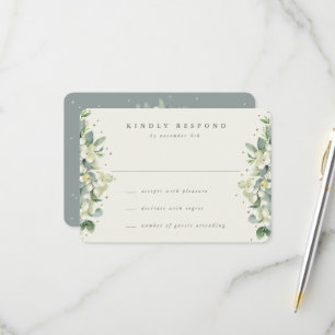 Cartons Réponse Snowberry vert/crème+Mariage Eucalyptus