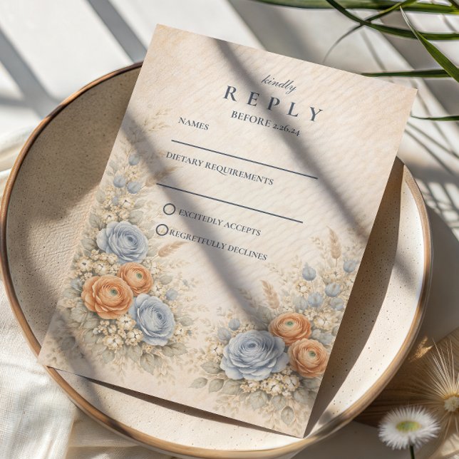 Cartons Réponse Soft Blue Wildflower Garden Wedding (Créateur téléchargé)
