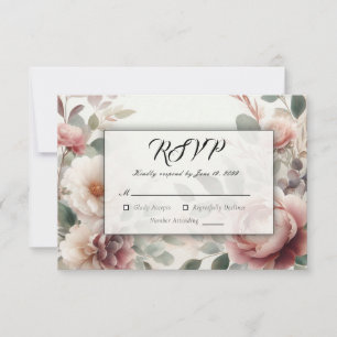 Cartons Réponse Soft Blush Floral Peony et Rose Serenade