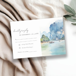 Cartons Réponse Soft Coastal Thaïlande Seascape Mariage Réception