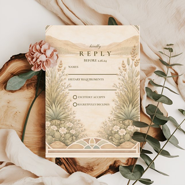Cartons Réponse Soft Neutral Desert Florals Wedding (Créateur téléchargé)