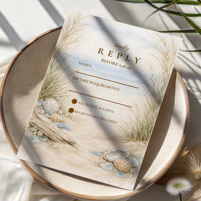 Cartons Réponse Soft Ocean Breeze Wedding (Créateur téléchargé)