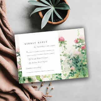 Cartons Réponse Soft Subtle Rose Aquarelle Floral Garden Mariage
