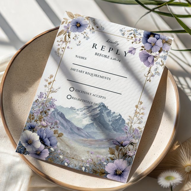 Cartons Réponse Soft Wildflower Mountain Wedding (Créateur téléchargé)