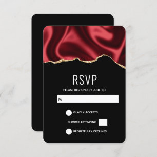 Cartons Réponse Sombre Rouge Glam Wavy Satin Résumé Mariage de con