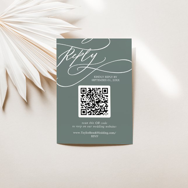 Cartons Réponse SOPHIA QR Code Tropical Green Destination Mariage (SOPHIA QR Code Tropical Green Destination Wedding RSVP Card)