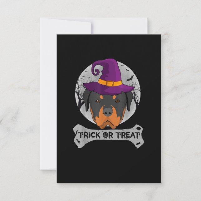 Cartons Réponse Sorcière Rottweiler Trick or Treat Funny Chien (Devant)