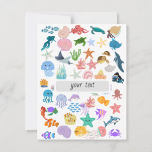 Cartons Réponse Sous la mer, Aquarelle Impression, Décor fin