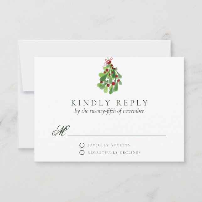 Cartons Réponse Sous le Mariage de Noël Mistletoe (Devant)