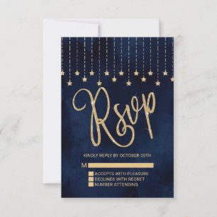 Cartons Réponse Sous les étoiles Marine Blue Gold Sparkle