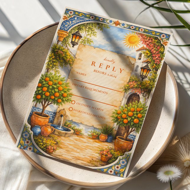 Cartons Réponse Spanish Courtyard Romance Wedding (Créateur téléchargé)
