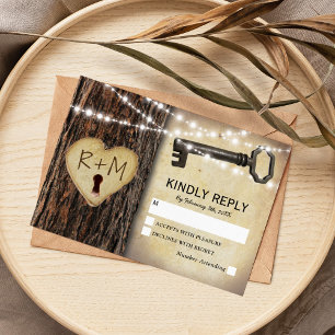 Cartons Réponse Squelette gothique rustique Clé et Coeur d'arbre R