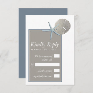 Cartons Réponse Starfish and Sand Dollar - Mariage plage