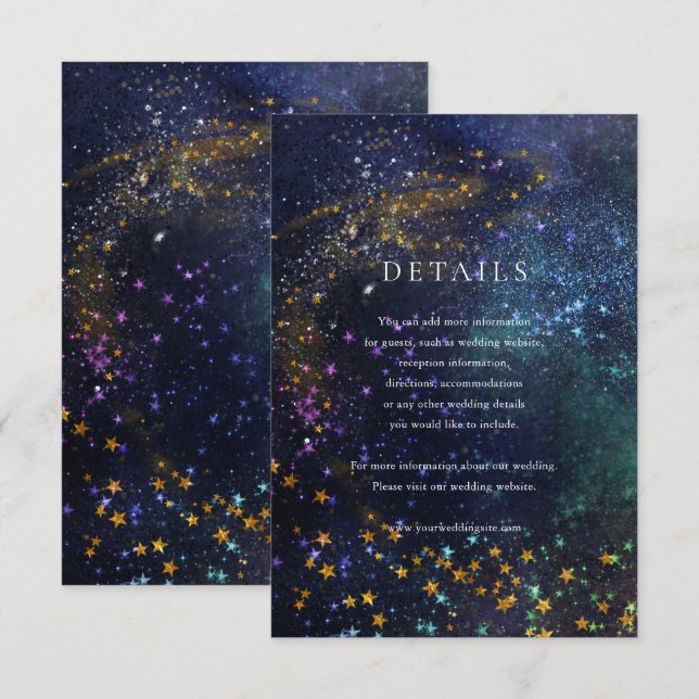 Cartons Réponse Starry Night Celestial Galaxy Mariage Détails Cart (Devant / Derrière)