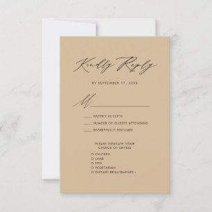 Cartons Réponse Style Beige moderne Élégant Script Mariage simple