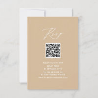 Style moderne Beige Élégant Script Simple QR Weddi