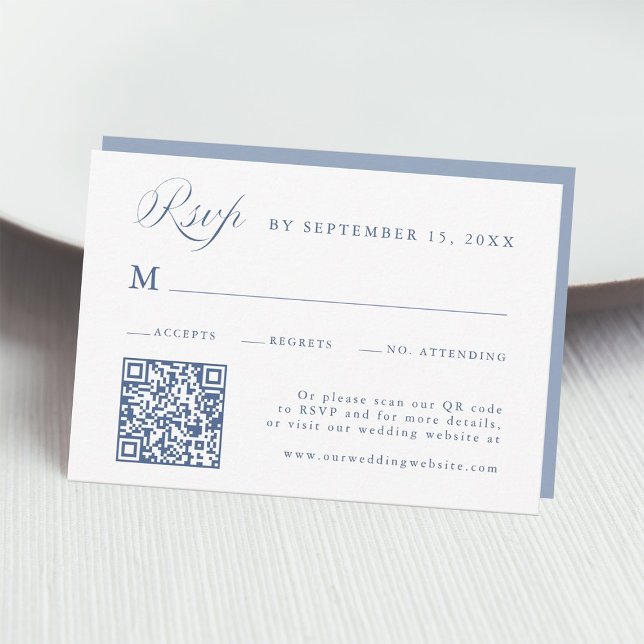 Cartons Réponse Stylish Calligraphy Script Wedding Dusty Blue (Créateur téléchargé)