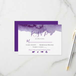 Cartons Réponse Suite de mariage moderne lavis couleur violet aqua