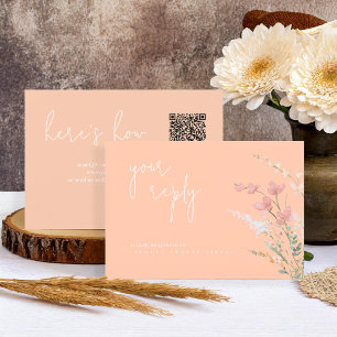 Cartons Réponse Sunny Fleur sauvage Mariage QR Code Apricot ID1023