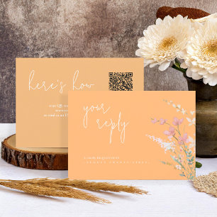 Cartons Réponse Sunny Fleur sauvage Mariage QR Code Peach ID1023