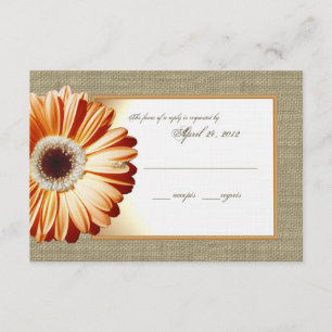 Cartons Réponse Sunset Orange Burlap et Daisy Response Card