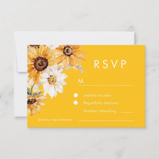 Cartons Réponse Sunshine tournesol Mariage moderne (Devant)