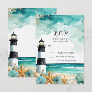 Cartons Réponse Sweet sixteen phare Nautique Anniversaire