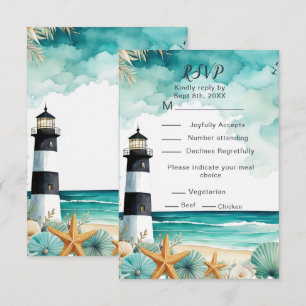 Cartons Réponse Sweet sixteen phare Nautique Anniversaire