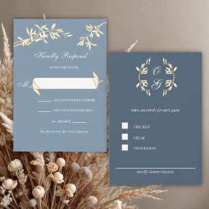 Cartons Réponse Symphonie florale intemporelle en mariage bleu RSV